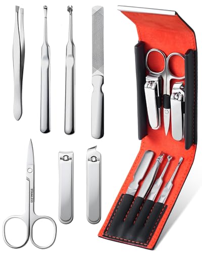 7 in 1 Nail Clipper Set, Manicure Kit with Magnetic Case | Fingernail Clippers,Nail File,Tweezers,Eyebrow Scissors,Ear Cleaner,Compact and Portable,Travel-Friendly,Gift for Women & Men