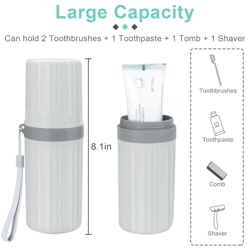Mulbozy Travel Toothbrush Holder, Large Travel Toothbrush Cup Case, Portable Travel Toothbrush Toothpaste Makeup Storage for Business Trip Camping School - Gray - color: Style C-gray