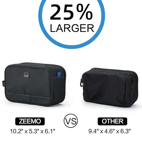 ZEEMO Travel Toiletry Bag for Men, Medium Water-Resistant Double-Sided Full-Open Dopp Kit, Versatile Organizer for Shower and Hygiene Accessories, Bathroom Essentials, Cosmetics, Black - color: Black, size: Medium
