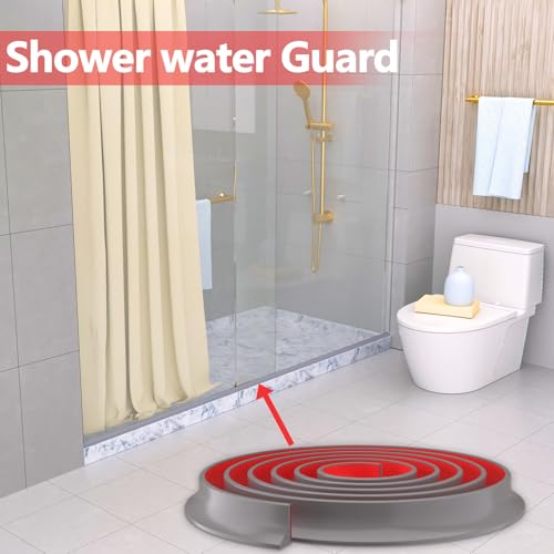 Collapsible Shower Threshold Water Dam, Self Adhesive Silicone Waterproof Barrier Bathroom and Kitchen Water Strip Dam Shower Guard for Dry And Wet Separation Caulk Seal Strip Edge Trim (67Inch, Grey) - color: Grey, style: 67Inch