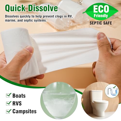 Travel Toilet Paper 6 Rolls – Coreless & Individually Wrapped, Compact Packable Tissue for Camping, RV, Hiking, Outdoor Trips, Waterproof Portable Bathroom Tissue (6)