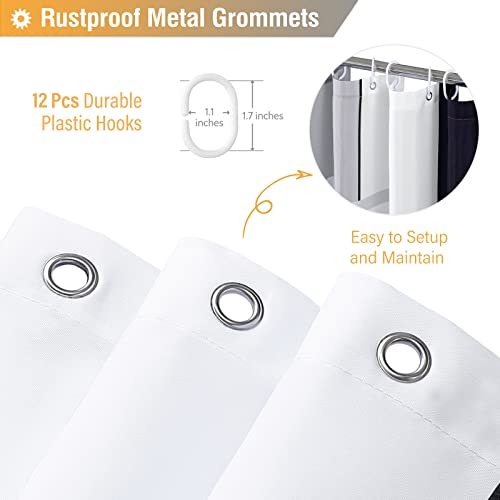 BTTN Extra Long Fabric Shower Curtain - 72 x 84 Inches Long Geometric Cloth Shower Curtain Set with 12 Plastic Hooks, Large Hotel Modern Abstract Polyester Curtains for Bathroom Showers - Black - color: Black, size: 72"W x 84"L (Pack of 1)