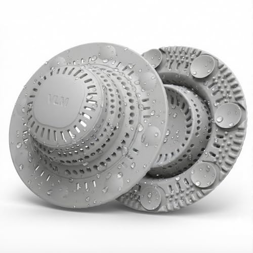 VLM 2 Pack Shower Hair Drain Catcher, Collapsible Silicone Hair Catcher Shower Drain with 8 Suction Cups - Drain Hair Catcher for Bathtub, Shower, Laundry, Sink,with Large Size - color: Grey Collapsible Style