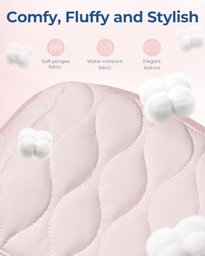 BAGSMART Makeup Bag, Travel Cosmetic Bag, Puffy Padded Make Up Bag for Women, Makeup Organizer Case, Wide-open Pouch Purse, Travel Essentials, Toiletries Accessories Brushes, Pink - color: A-Pink