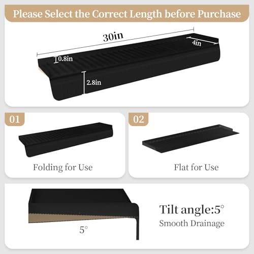 Sink Edge Protector with Suction Cup, 30" x 4", Silicone Sink Splash Guard for Kitchen & Bathroom, Protect Countertop from Scratches, Stains, for Stainless Steel Granite Quartz - color: Black, size: 30" x 4"