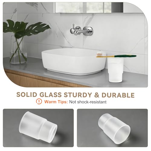 Frosted Glass Tumbler Cup, Bathroom Rinsing Cup & Drinking Glass, Fits for Toothbrush and Toothpaste Holder - color: Mattes Finish