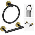 Black and Gold Toilet Paper Holder & Towel Holder, Bathroom Hardware Set-SUS304 Stainless Steel Double Post Pivoting Tissue Roll Holder and Hand Towel Ring Set for Bathroom, RV - color: Black Gold