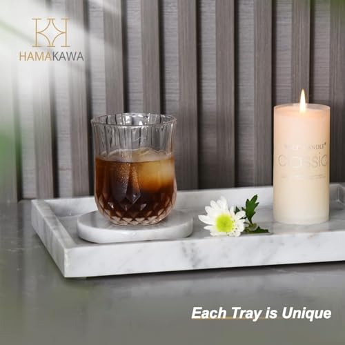 Italian White Marble Vanity Tray, Real Natural Bathroom Tray 12 inch, Carrara White Stone Trays, Large Perfume Trays, Cosmetic Organizer - color: Carrara White Rect 12-in