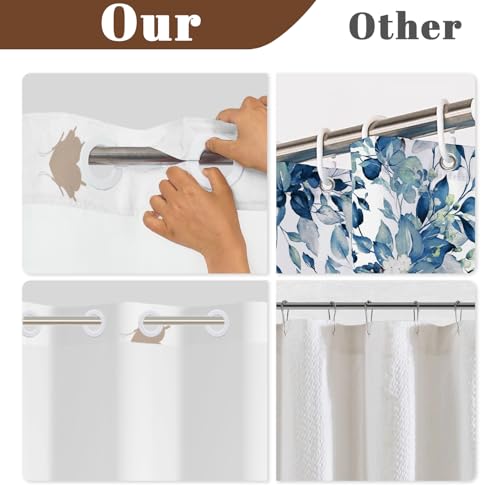 No Hook Shower Curtain with Snap in Liner Set, Neutral Meadow & Wildflower with Butterflies Print Shower Curtains for Modern Farmhouse Bathroom, Floral Bath Curtain with Mesh Top, 71x74 Inch - color: Brown Botanical