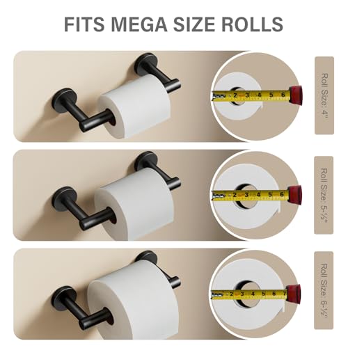 POKIM Matte Black Toilet Paper Holder, Stainless Steel Double Post Pivoting Wall Mount Holder, Fits Mega Large/Jumbo Rolls, Commercial Bathroom Tissue Dispenser for Home & Commercial Use - color: Matte Black, size: Classic