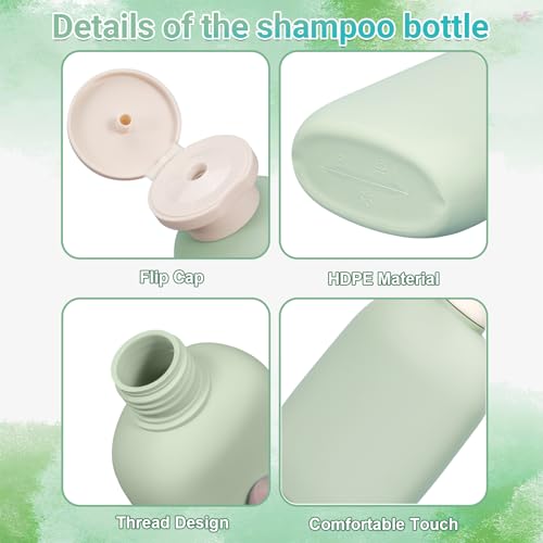 8.8 oz Plastic Travel Shampoo Bottles, Empty Plastic Squeeze Bottles with Flip Cap for Toiletries, Leakage-proof Travel Shampoo and Conditioner Bottles (4 pack, Green) - color: Green, size: 8.8 ounces