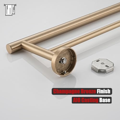 JQK Double Towel Bar Champagne Bronze, 19 Inch 304 Stainless Steel Thicken 0.8mm Towel Rack Bathroom, Towel Holder Wall Mount, Useable Length 16 Inch, TB100L16-CB - color: Champagne Bronze, size: 19 Inch