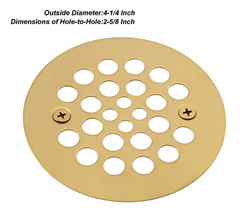 Artiwell 4-1/4“ Shower Strainer Drain Trim Set, Screw-in Shower Strainer Drain Cover, Plastic-Oddities Style Replacement Strainer Grid,Machine & Self-Tapping Screws Included (Brushed Gold) - color: Brushed Gold