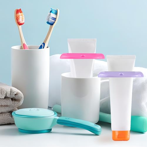 4 Pcs Toothpaste Squeezer,Plastic Toothpaste Tube Squeezer Toothpaste Dispenser Hanging Toothpaste Clip Toothpaste Holder for Bathroom,Suitable for Toothpaste Cream Cosmetics and Paint(Colorful)