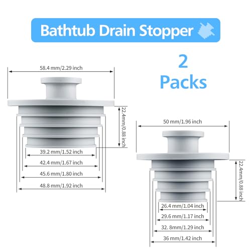 Aluvor Bathtub Stopper Drain Plug Bathroom Tub Plug Sink Stopper 2pcs | Silicone Bathtub Drain Plug Tub Drain Stopper Washbasin Stopper - color: Gray, size: Large+Small