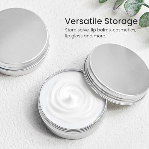 TUZAZO 12Pack 2 Oz Aluminum Tin Cans with Screw Lid and Labels, Refillable Travel Sized Cosmetic Containers Small Tins for Salves, Lotion Bars, Beard Balms, Candles - size: 2oz*12