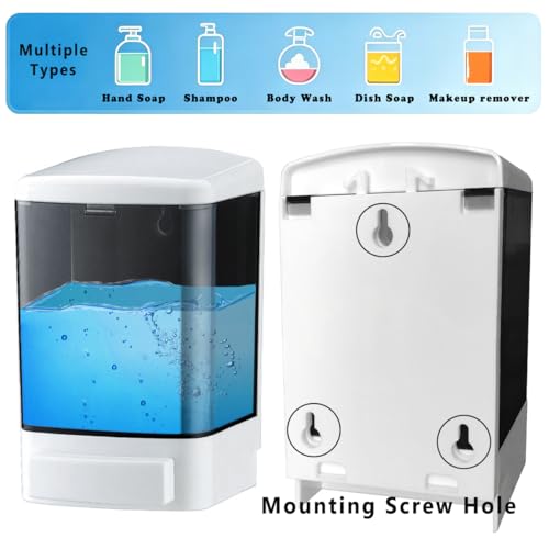 Manual Soap Dispenser 33.8oz / 1000ml Kitchen Bathroom Wall Mounted Commercial Soap Dispenser for Liquid Containers Shampoo Gel Chamber Hotel Restaurant - color: White&black