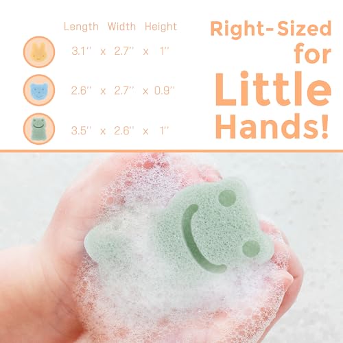 myHomeBody Konjac Sponge, Bath loofah, 3pc, Rabbit, Frog, Bear face | Natural Safe Plant-Based, Cute Shapes Bath Sponge for bathing, Shower Sponge for bath, Body Loofah, Shower Loofah, Face Luffa - color: Rabbit, Frog, Bear Face