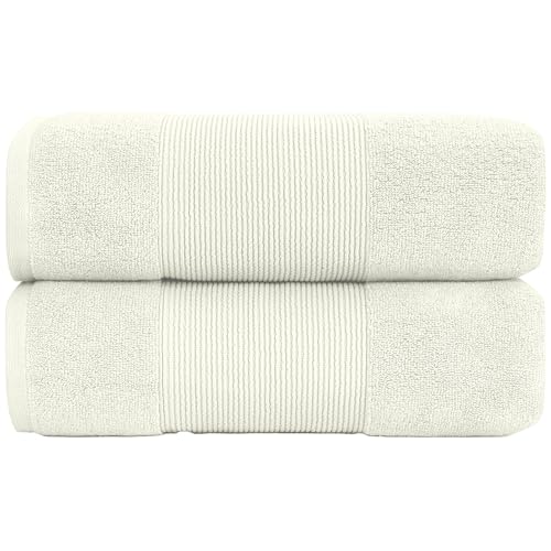 Modern Threads - Air Cloud 2-Pack 100% Zero-Twist Cotton Bath Sheet Set - Super Absorbent & Quick Dry - 500 GSM - Soft & Plush, Ivory - color: Ivory, size: 2-Pack Bath Sheet