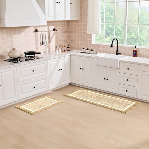 CozeCube Bath mats for Bathroom Non Slip, Fluffy Absorbent Microfiber Bath mat Washable, Aesthetic Bathroom Rugs, Small Beige Bath mat, Beige, 24" x 16" - color: A-beige, size: 2' x 1'4" (Rectangular)