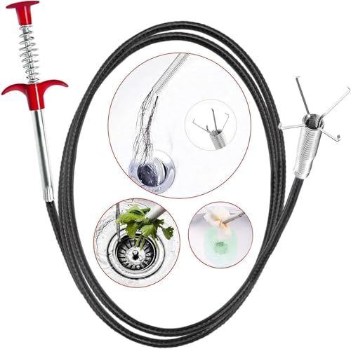 116inch Drain Snake Claw Grabber Pick Up Tool, Flexible Drain Clog Remover, Hair Clog Cleaner for Kitchen Sink, Bathroom Tub, Toilet & Gutter Cleaning - style: 118 inch
