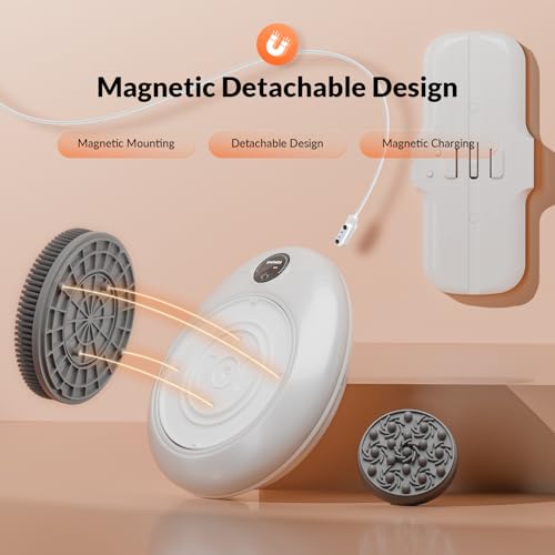Electric Back Scrubber for Shower, 7'' Large Back Scrubber for Shower Wall, 3 Speed Adjustment Exfoliating Brush for Back Cleansing, Exfoliating - color: White