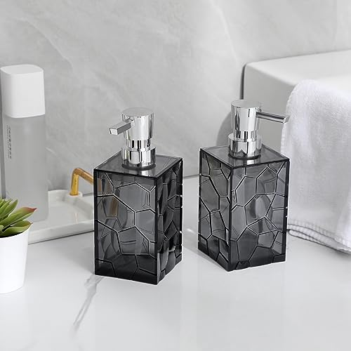Hand Soap Dispenser, Clear Acrylic Plastic Liquid Pump Bottles Refillable Lotion Dispenser for Bathroom Decor Kitchen College Dorm, Grey - color: Clear Grey, size: 1 Pack