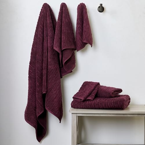 SKL Home CloudSoft 100% Cotton Luxury 6-Piece Towel Set, 600 GSM, Ultra Plush & Absorbent - 2 Bath Towels, 2 Hand Towels, 2 Washcloths, Bordeaux - color: Bordeaux, style: 6-Piece Towel Set