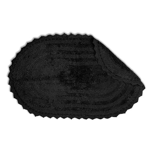 DII Crochet Collection Reversible Bath Mat, Large Oval, 21x34, Black - color: Black, size: 1'9" x 2'10" (Oval)