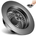Kitchen Sink Drain Strainer 3 in 1, 304 Stainless Steel Pop Up Sink Stopper, Anti-Clogging Sink Drain Strainer for US Standard Kitchen Drain (Gunmetal Gray) - color: Gunmetal Gray, size: 1 Pack