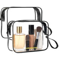 Icramsy Clear Makeup Bag,2 Pack TSA Approved Toiletry Bag Travel Toiletry Bag Hanging Makeup Cosmetic bag for Women Men (Black). - color: Black