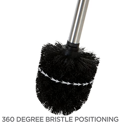 Bath Bliss Toilet Brush and Holder | Self Closing Lid | 360 Degree Brush Head | Bathroom Cleaning | Compact Size | Storage and Organization | Matte Grey - color: Matte Grey, size: 1 Pack