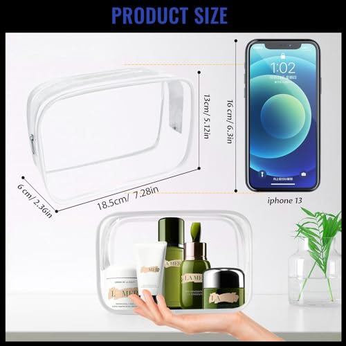 16 Pieces Clear Makeup Bags Bulk, TSA Approved Toiletry Bag for Travel, PVC Waterproof Cosmetic Pouches Clear Pouch with Zipper for Men and Women Carry-on Travel Essentials Cosmetic Bags (White-M) - color: White-M
