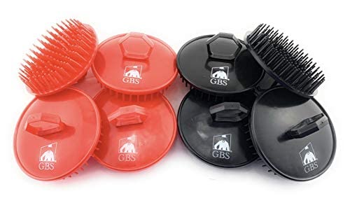 G.B.S Easy to Hold Hair Scalp Shampoo Brush Scrubber, 4 Black, 4 Red, Pack of 8 - color: 4red/4blk