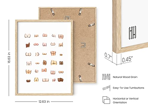 HAUS AND HUES Funny Bathroom Art - Butts Collage Cute Bathroom Decor Art Print - Framed, 12x16 - color: Butts, size: 12"L x 16"W, style: Beige Framed