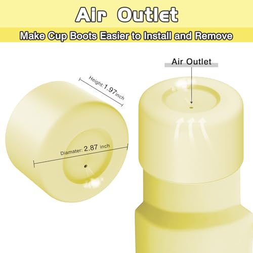 WUQID Silicone Boot Sleeve Compatible with Hydro Flask Travel Tumbler with Handle 32oz&40oz and 12-24oz Hydroflask Bottle & Stanley 20 30 40oz Tumbler, Fit 2.83-2.95in Bottom, Anti-Slip Bottle Cover - color: Pomelo