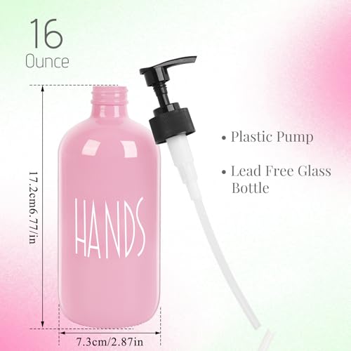 Glass Soap Dispenser with Plastic Pump for Kitchen - 16 OZ Glass Hand Soap Dispenser Set - Kitchen, Bathroom for Decor and Accessories (Pink) - color: Pink