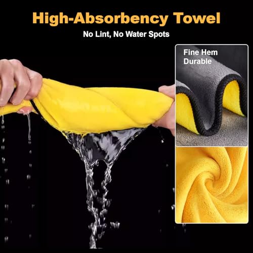 9PCS Wheel Detailing Kit Metal-Free Scratch-Free Boar Hair Rim Brush | Scratch-free boar hair & microfiber, dual-hardness tire pads, towel, storage bag, multi-vehicle wheel care gift set - color: 9
