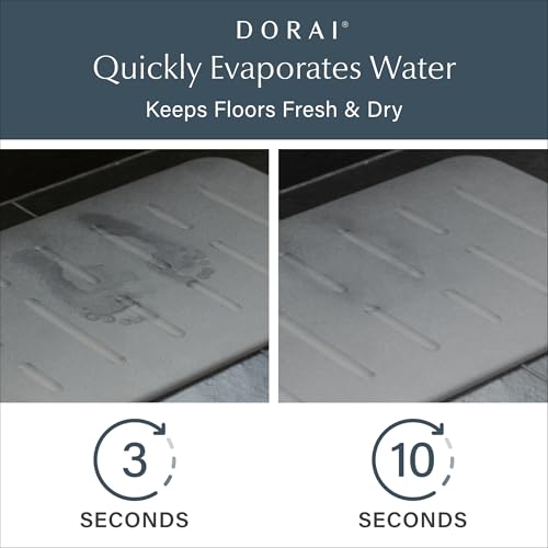 Dorai Home Stone Bath Mat Set - Premium Diatomaceous Earth Bath Floor Mats with Non-Slip Base, Fast-Drying Modern Shower Mat for Bathroom | Rain Slate, 2 Pack - 23.6"x15.4" - color: Rain Slate, size: 2 Pack