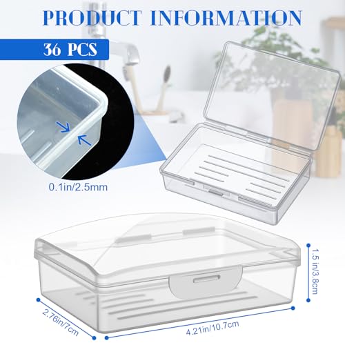 Reallnaive 36 Pcs Travel Soap Container Portable Plastic Soap Boxes Bulk with Lid Homeless Donations Bulk Gym Shower Tour Groups Hotel Outdoor Camping (Clear) - color: Clear