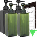 Soap Dispenser with Waterproof Labels, Thickened Plastic Hand Soap Dispenser for Bathroom, Kitchen Dish Washing Liquid Bottles, Shampoo and Conditioner Bottles with Funnel (16oz 4Pack Black Green) - color: 2 Black + 2 Green