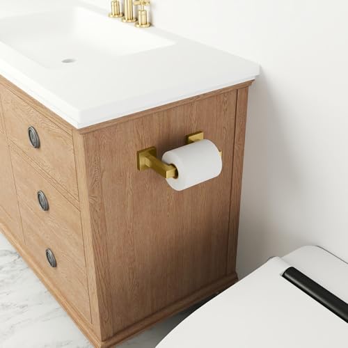 FEILERN Toilet Paper Holder, Wall Mount Pivoting for Bathroom, Gold | Square Tissue Paper Holder, Stainless Steel, Double Post Pivoting, Commercial Toilet Paper Dispenser - color: Gold, size: 1 Pack