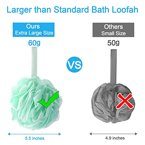 AmazerBath Loofah Sponge 60g/Piece, Exfoliating Bath Sponge Body Scrubber, Loofa Set of 4 - White Grey-Pink-Army Green-Green - style: Army Green