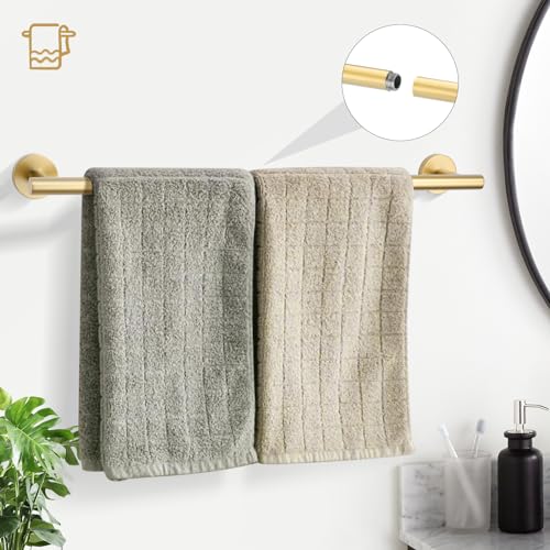 TURS Brushed Gold 5 Piece Bathroom Hardware Set, SUS304 Stainless Steel 24 Inch Bath Towel Bar Set, Round Bathroom Accessories Kit Wall Mounted - color: Brusehd Dark Gold