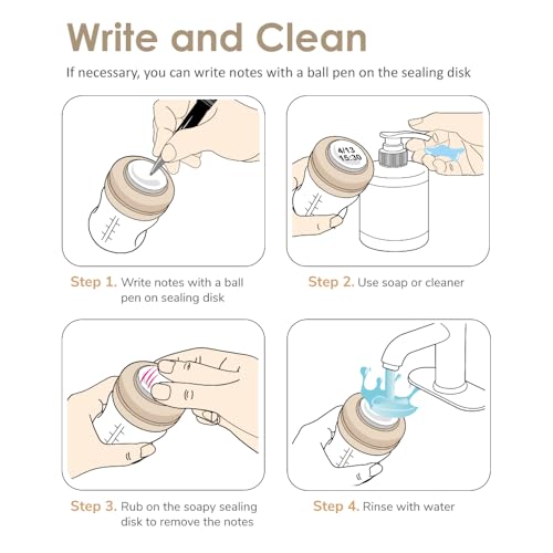 Maymom Screw Lids Aka Travel Caps with Rewritable Sealing Disc Compatible with Avent, Maymom Wide Mouth Bottles; Cap Replace Avent Natural Bottle Sealing Ring and Sealing Disc, 6pcs. (Khaki) - color: Khaki