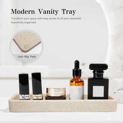 YMXYJM Bathroom Accessories Set, 4 Pcs Bathroom Accessory Set, Soap Dispenser, Toothbrush Holder, Qtip Holder Set, Bathroom Sets Complete, Bathroom Sink Set for Modern Home, Beige - style: Beige