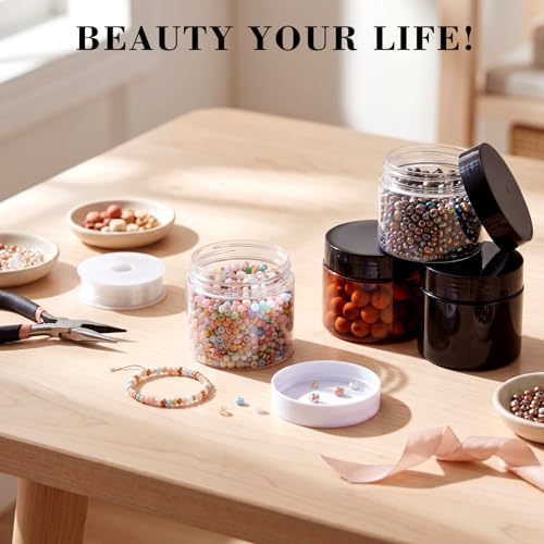 Patelai 4 Pieces Round Wide-mouth Leak Proof Plastic Container Jars with Lids for Travel Storage Makeup Beauty Products Face Creams Oils Salves Ointments DIY Making(2 Ounce,Classic Mix Color) - color: Classic Mix Color, size: 2 Ounce