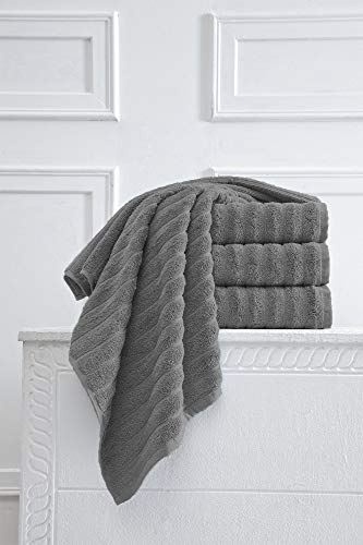 Classic Turkish Towels CTT Premium 4 Pack Bath Towels Set, Made with 100% Turkish Cotton, Spa & Hotel, Quick Drying Towels, Absorbent & Comfy | 27"x54" (Grey) - color: Grey, size: 4-Piece Bath Towel Set