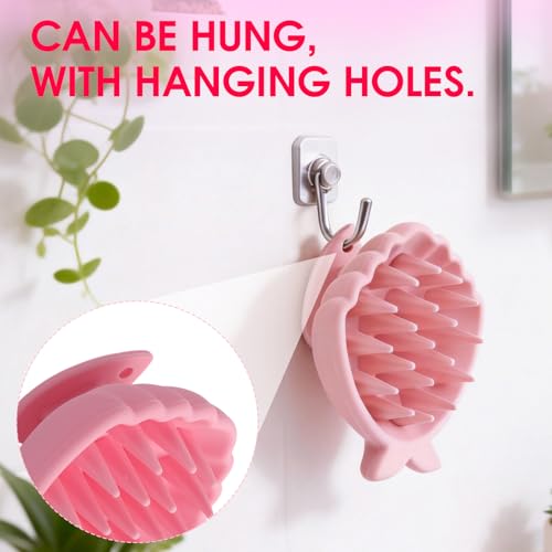 Silicone Scalp Massager Hair Growth,Hair Scrubber Scalp Stimulator Exfoliator Brush with Soft Bristles for Wet Dry Scalp Care（Pink） - color: Pink