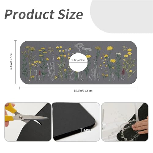 Faucet Fast Absorbent Pad - Colorful Wildflower , Suitable For Kitchen, Bathroom, Island And Other Scenes - color: Colorful Wildflower